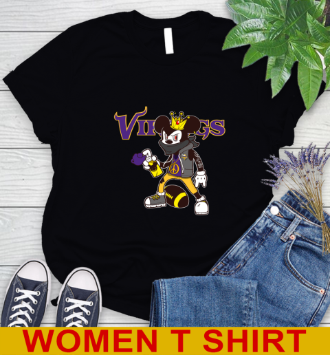 Minnesota Vikings NFL Football Mickey Peace Sign Sports Women's T-Shirt 2