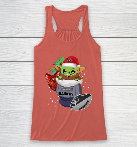 Oakland Raiders Christmas Baby Yoda Star Wars Funny Happy NFL Racerback Tank 4