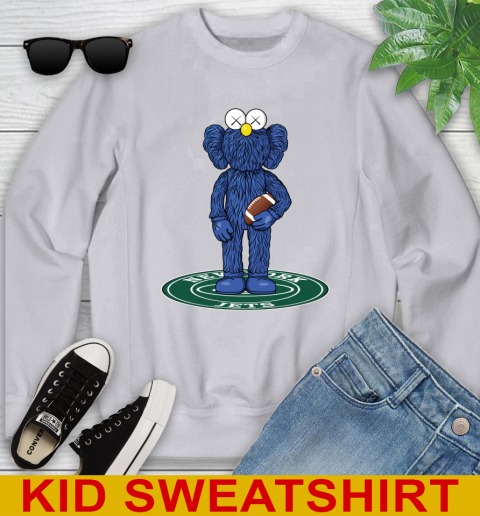 NFL Football New York Jets Kaws Bff Blue Figure Shirt Youth Sweatshirt 4