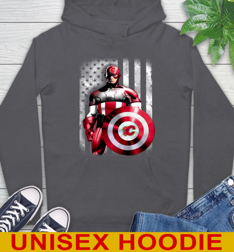 Calgary Flames NHL Hockey Captain America Marvel Avengers American Flag Shirt Hoodie 8 Calgary Flames NHL Hockey Captain America Marvel Avengers American Flag Shirt Hoodie - Image 8
