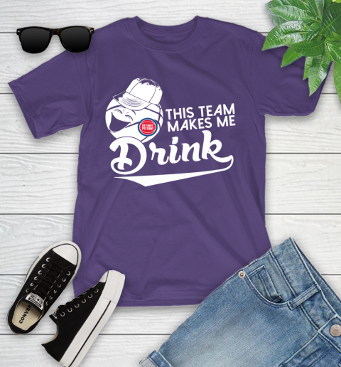 Detroit Pistons NBA Basketball This Team Makes Me Drink Adoring Fan Youth T-Shirt 3
