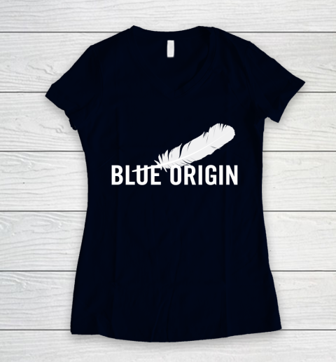 Blue Origin  All White Women's V-Neck T-Shirt 2