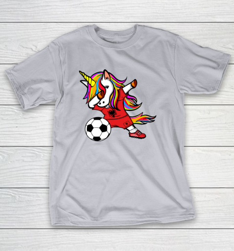 Dabbing Unicorn Albania Football Albanian Flag Soccer T-Shirt 6