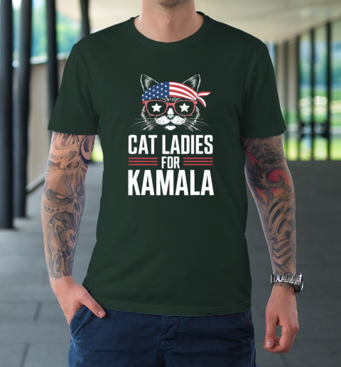 Cat Ladies for Kamala Funny Cat 2024 President Kamala Harris T-Shirt 3