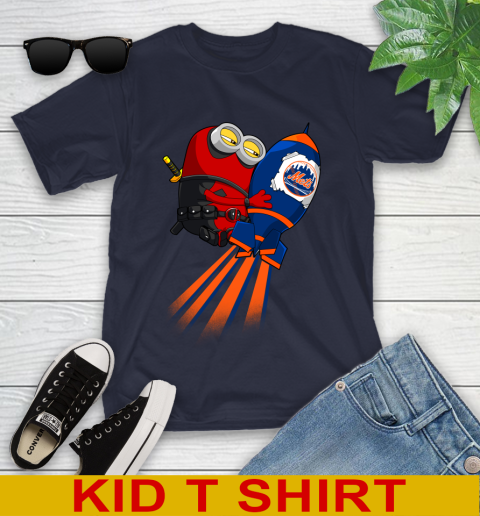 MLB Baseball New York Mets Deadpool Minion Marvel Shirt Youth T-Shirt 2