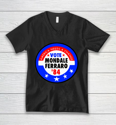 Walter Mondale and Geraldine Ferraro Campaign Button V-Neck T-Shirt