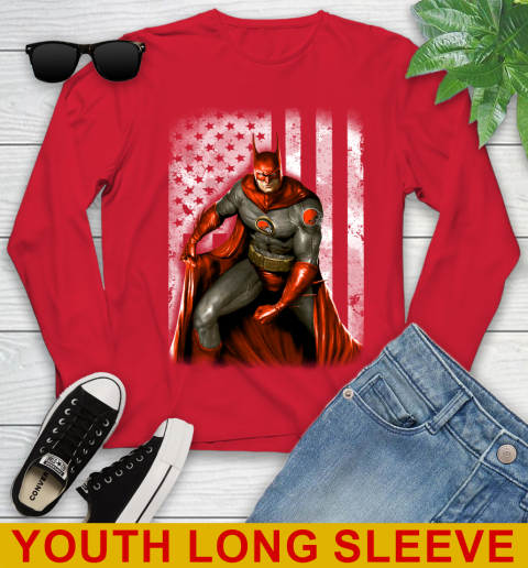 Cleveland Browns NFL Football Batman DC American Flag Shirt Youth Long Sleeve 11