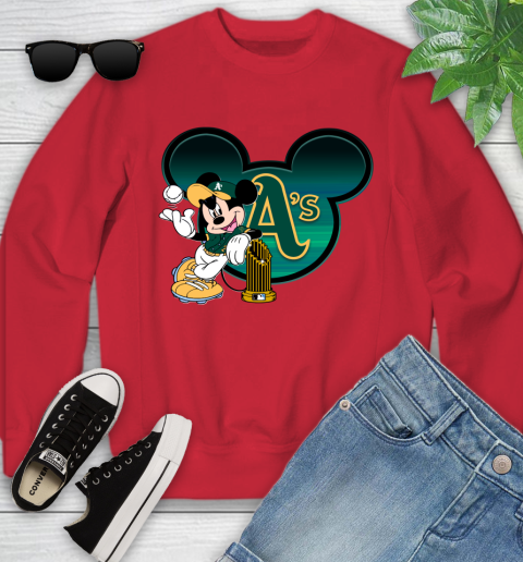 MLB Oakland Athletics The Commissioner's Trophy Mickey Mouse Disney Youth Sweatshirt 9