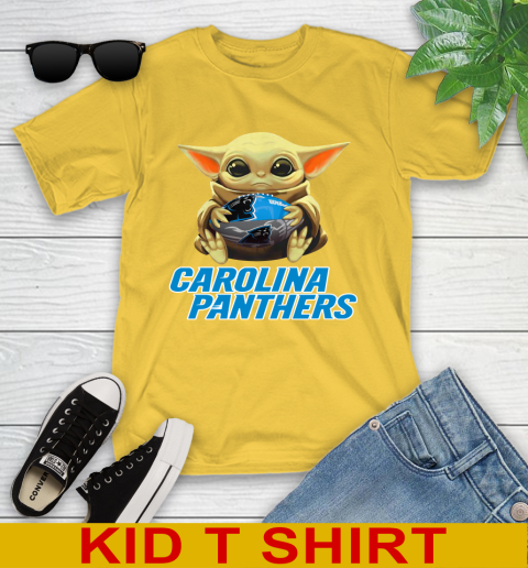 NFL Football Carolina Panthers Baby Yoda Star Wars Shirt Youth T-Shirt 8