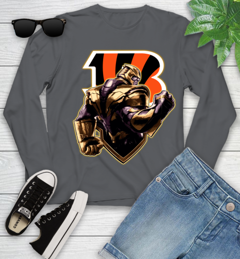 NFL Thanos Avengers Endgame Football Sports Cincinnati Bengals Youth Long Sleeve 8