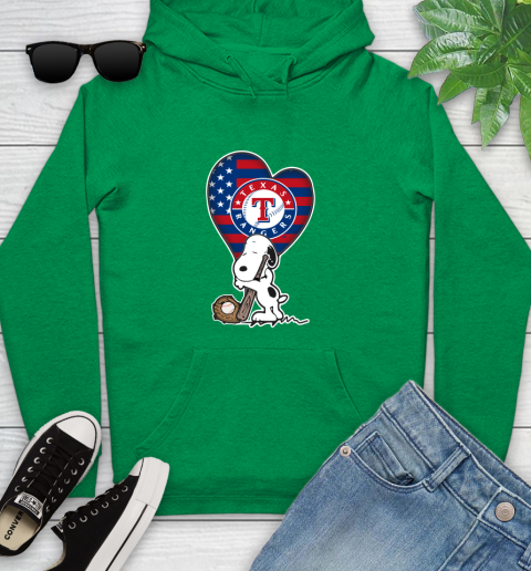 Texas Rangers MLB Baseball The Peanuts Movie Adorable Snoopy Youth Hoodie 7