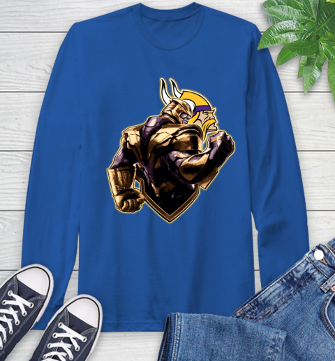 NFL Thanos Avengers Endgame Football Sports Minnesota Vikings Long Sleeve T-Shirt 9