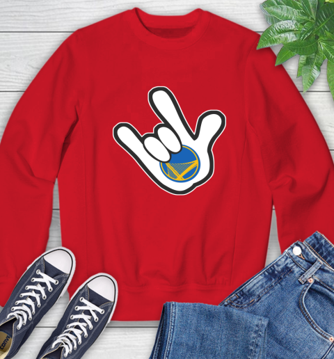 Golden State Warriors NBA Basketball Mickey Rock Hand Disney Sweatshirt 10
