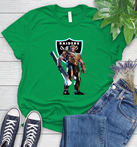 NFL Thanos Gauntlet Avengers Endgame Football Oakland Raiders Women's T-Shirt - Image 7