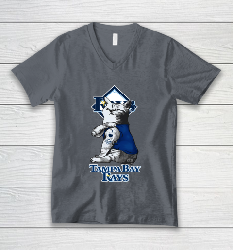 MLB Baseball My Cat Loves Tampa Bay Rays V-Neck T-Shirt 4