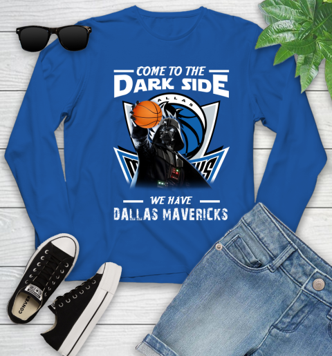 NBA Come To The Dark Side We Have Dallas Mavericks Star Wars Darth Vader Basketball Youth Long Sleeve 10