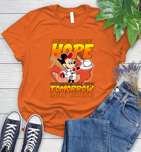 Cleveland Indians MLB Baseball Mickey Disney Never Lose Hope Women's T-Shirt 3