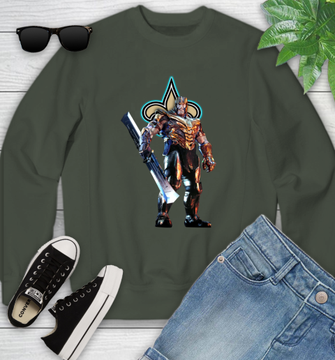 NFL Thanos Gauntlet Avengers Endgame Football New Orleans Saints Youth Sweatshirt 10
