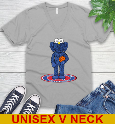 NBA Basketball LA Clippers Kaws Bff Blue Figure Shirt V-Neck T-Shirt 4