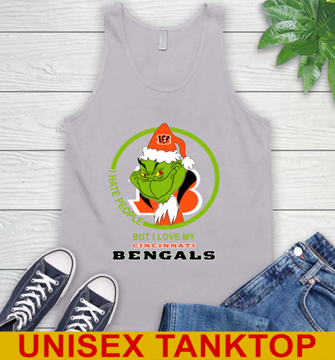 Cincinnati Bengals NFL Christmas Grinch I Hate People But I Love My Favorite Football Team Tank Top 4