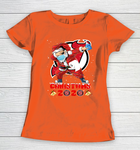 New Jersey Devils Funny Santa Claus Dabbing Christmas 2020 NHL Women's T-Shirt 3
