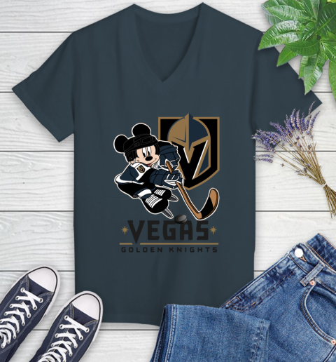 NHL Vegas Golden Knights Mickey Mouse Disney Hockey T Shirt Women's V-Neck T-Shirt 8