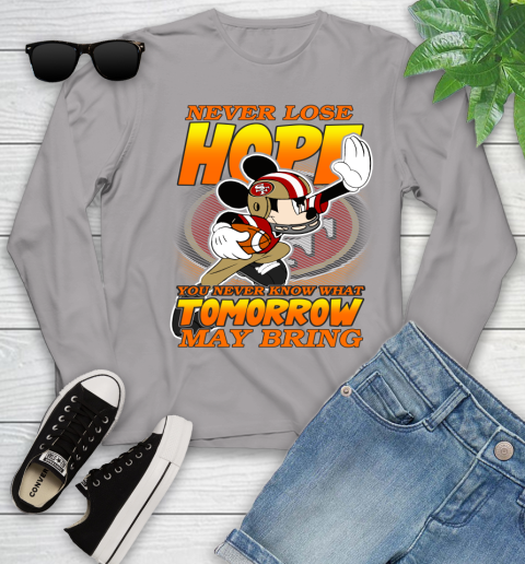 San Francisco 49ers NFL Football Mickey Disney Never Lose Hope Youth Long Sleeve 5
