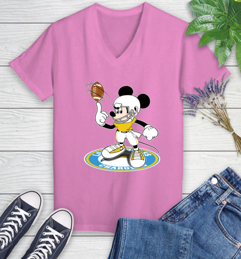 NFL Football Los Angeles Chargers Cheerful Mickey Disney Shirt Women's V-Neck T-Shirt 13 NFL Football Los Angeles Chargers Cheerful Mickey Disney Shirt Women's V-Neck T-Shirt - Image 13