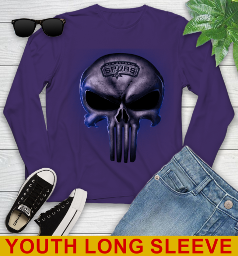 San Antonio Spurs NBA Basketball Punisher Skull Sports Youth Long Sleeve 4