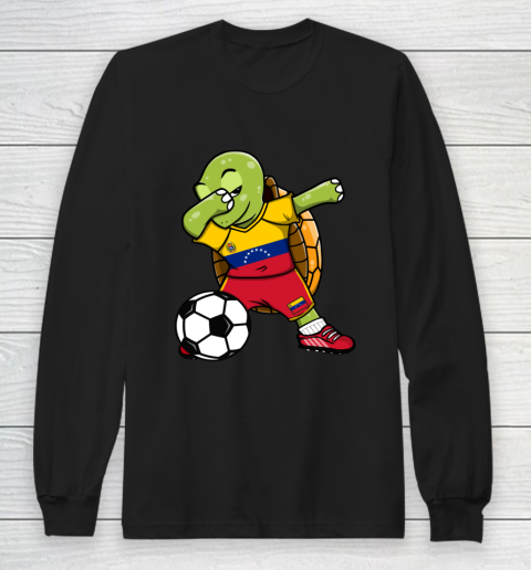Dabbing Turtle Venezuela Soccer Fans Jersey Flag Football Long Sleeve T-Shirt