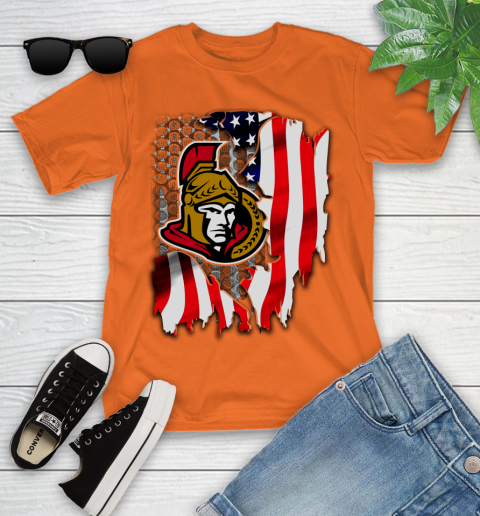 Ottawa Senators NHL Hockey American Flag Youth T-Shirt 9