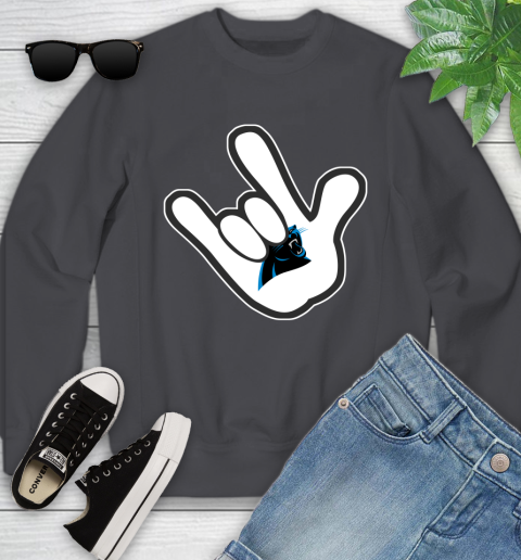 Carolina Panthers NFL Football Mickey Rock Hand Disney Youth Sweatshirt 6