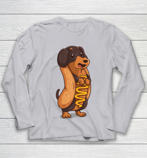 Wiener Dog Hotdog Bun Dachshund Funny Foodie Gift Hot Dog Youth Long Sleeve 3
