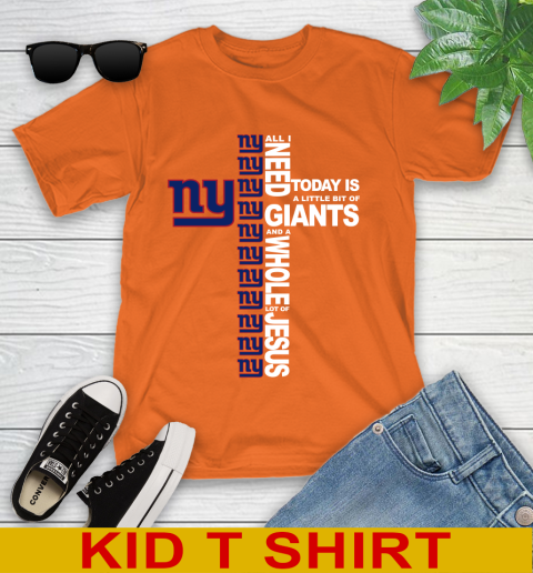 NFL All I Need Today Is A Little Bit Of New York Giants Cross Shirt Youth T-Shirt - Image 9