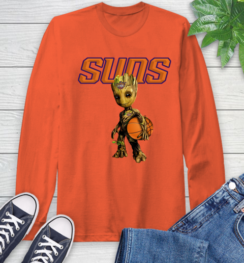 Phoenix Suns NBA Basketball Groot Marvel Guardians Of The Galaxy Long Sleeve T-Shirt - Image 6