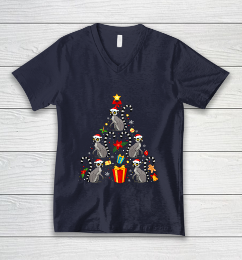 Lemur Christmas Ornament Tree Funny Gift V-Neck T-Shirt 2