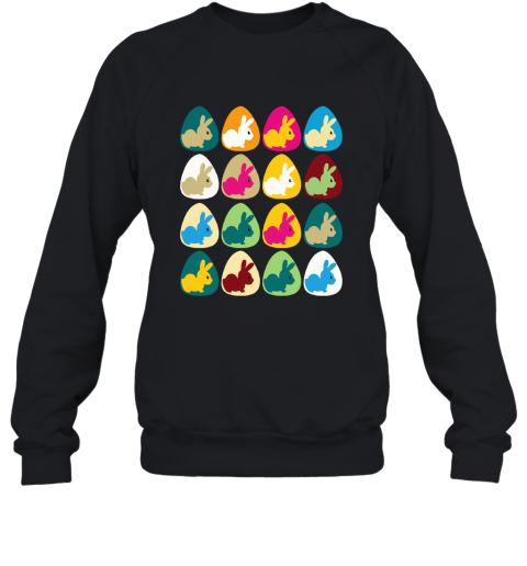 szjt easter rabbit inside easter egg color combination sweatshirt 35 front black