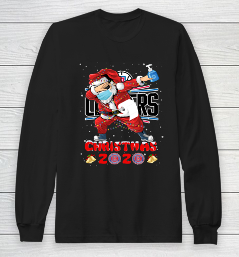LA Clippers Funny Santa Claus Dabbing Christmas 2020 NBA Long Sleeve T-Shirt