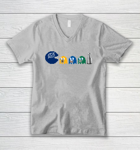 Tampa Bay Lightning x Pacman Create History For Stanley Cup V-Neck T-Shirt 4