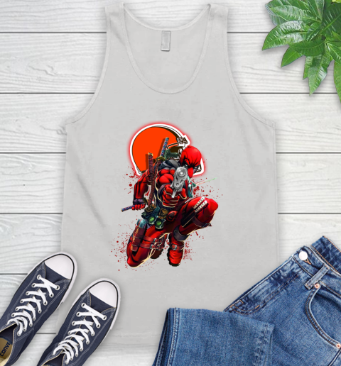 NFL Deadpool Marvel Comics Sports Football Cleveland Browns Tank Top