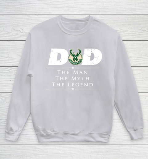 Milwaukee Bucks NBA Basketball Dad The Man The Myth The Legend Youth Sweatshirt 3