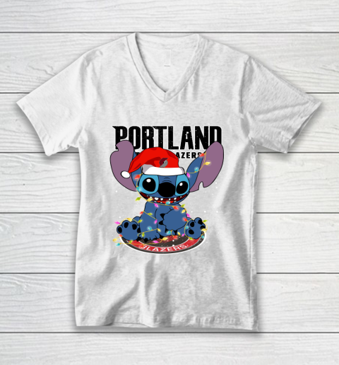 Portland Trail Blazers NBA noel stitch Basketball Christmas V-Neck T-Shirt