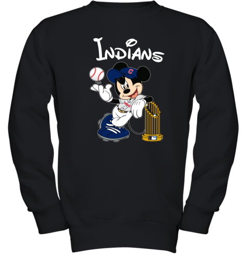 Cleveland Indians Mickey Taking The Trophy MLB 2018 Youth Sweatshirt