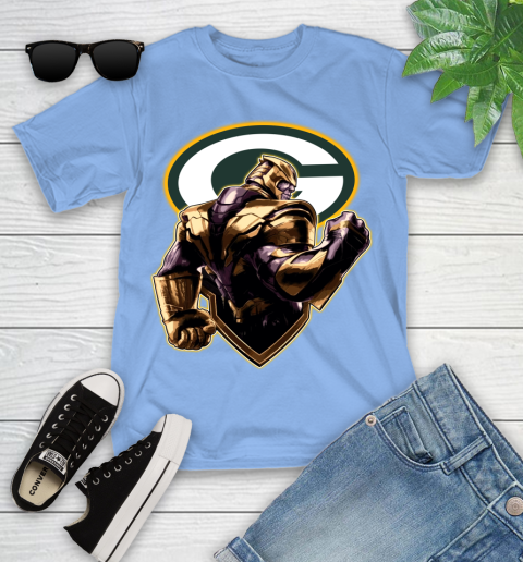 NFL Thanos Avengers Endgame Football Sports Green Bay Packers Youth T-Shirt 11