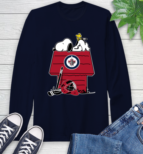 Winnipeg Jets NHL Hockey Snoopy Woodstock The Peanuts Movie Long Sleeve T-Shirt 4