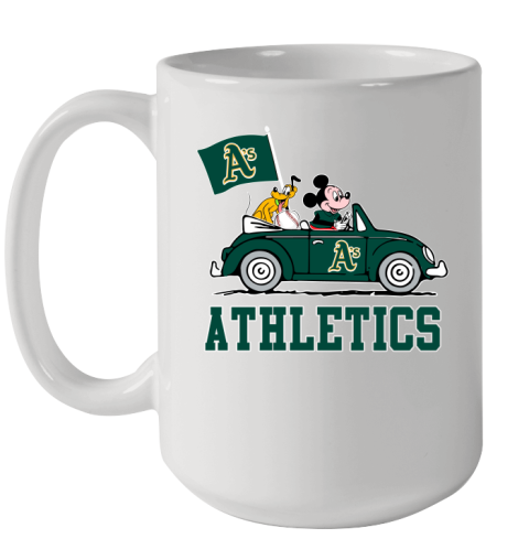 MLB Baseball Oakland Athletics Pluto Mickey Driving Disney Shirt Ceramic Mug 15oz