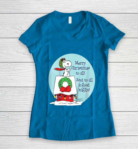 Peanuts Snoopy Merry Christmas and to all Good Night Women's V-Neck T-Shirt 5