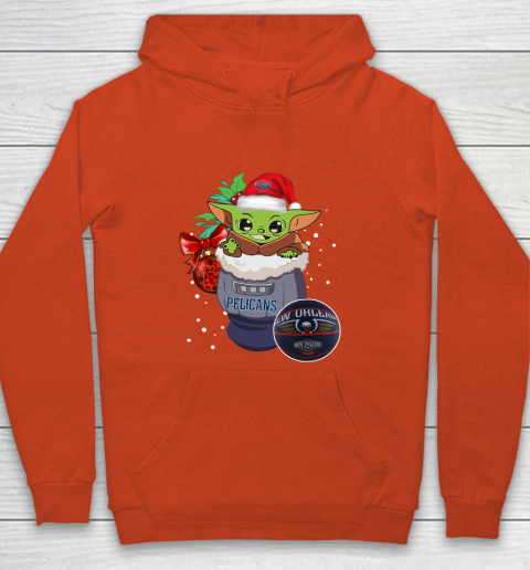 New Orleans Pelicans Christmas Baby Yoda Star Wars Funny Happy NBA Youth Hoodie 4