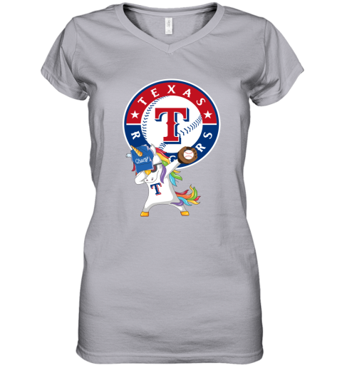 Hip Hop Dabbing Unicorn Flippin Love Texas Rangers Women's V-Neck T-Shirt