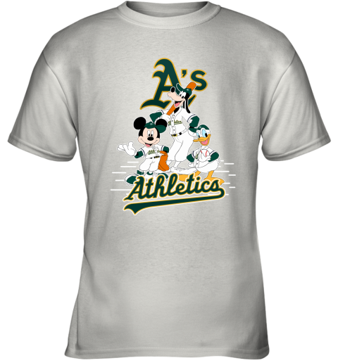 Oakland Athletics Mickey Donald And Goofy Baseball Youth T-Shirt